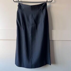 VTG Elegant Black Knee Length Pencil Skirt Pleated Waist Japan‎ Career Classic